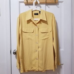 ♠ Liz Claiborne Classic Yellow Silk Shirt